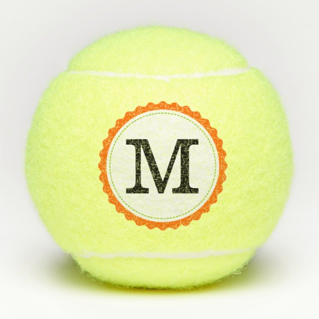 Balles De Tennis Monogramme Personnalisé Moderne #4 (Devant)
