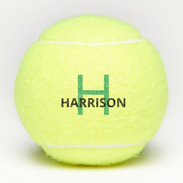Balles De Tennis Monogramme personnalisé moderne simple type (Devant)