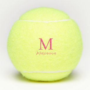 Balles De Tennis Monogramme rose simple minimaliste