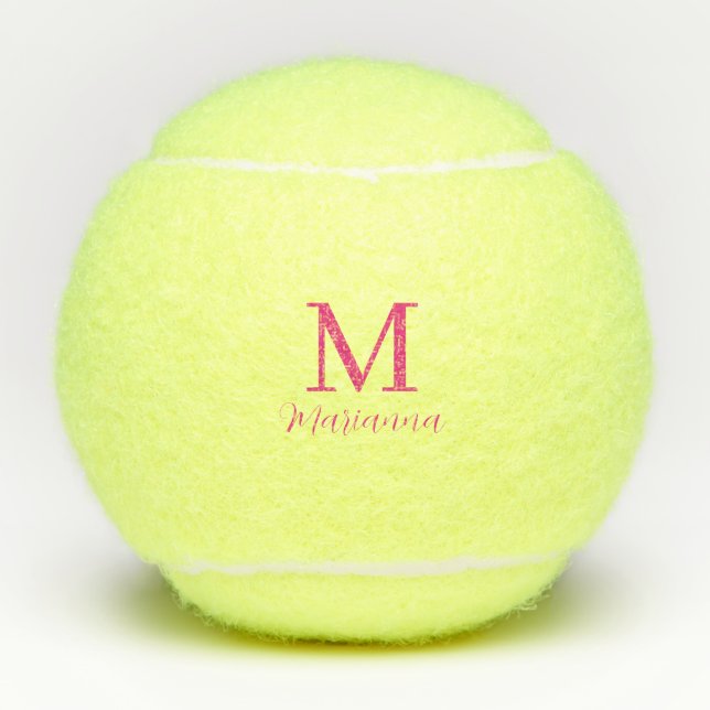 Balles De Tennis Monogramme rose simple minimaliste (Devant)