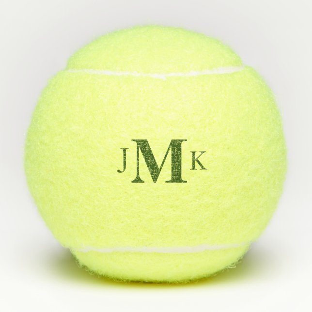 Balles De Tennis Monogramme vert personnalisé (Devant)