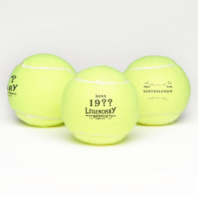 Balles De Tennis Monogramme Vintage rétro d'anniversaire personnali (Multiple)