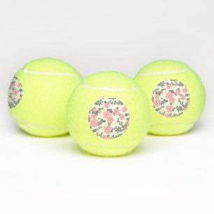 Balles De Tennis Motif DE FLEURS ROSE ET PURPLE