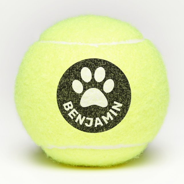 Balles De Tennis Nom de chien Empreinte de patte personnalisé sur (Devant)