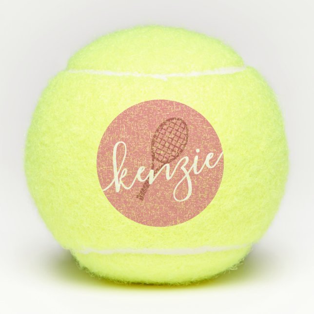 Balles De Tennis Nom de fille personnalisée rose (Devant)