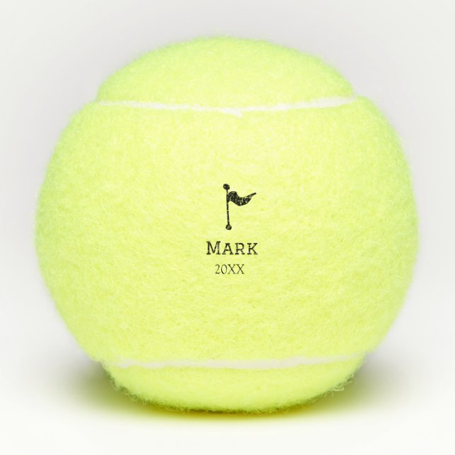Balles De Tennis nom de l'équipe ajouter nom du joueur date drapeau (Devant)
