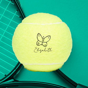Balles De Tennis Nom de papillon personnalisé Monogramme