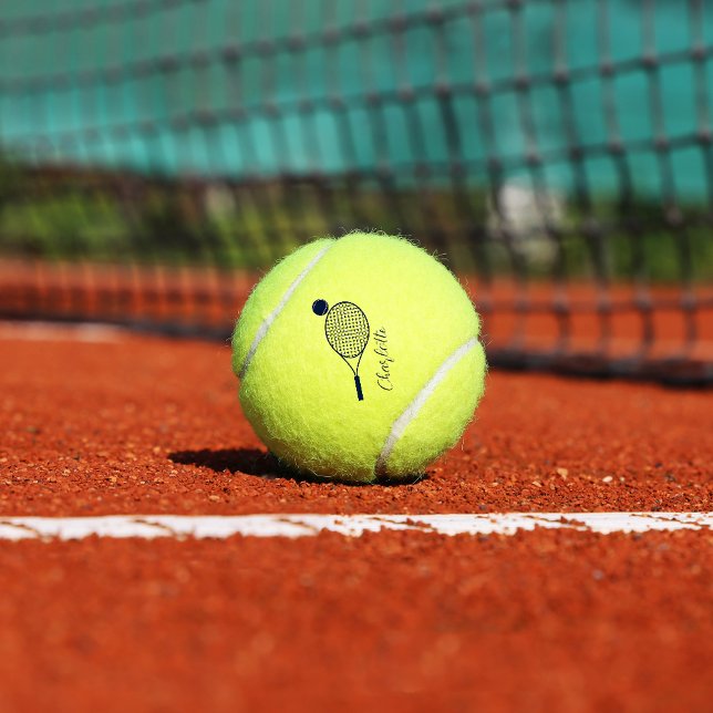 Balles De Tennis Nom de script élégant Monogramme Personnalisé (Personalized Script Lawn Tennis Racket Motif Training Ball)
