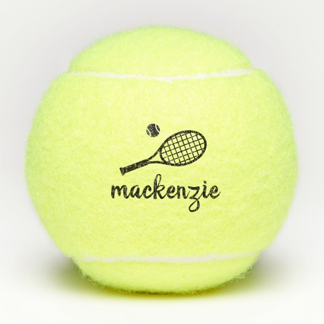 Balles De Tennis Nom de script Moderne Personnalisé (Devant)