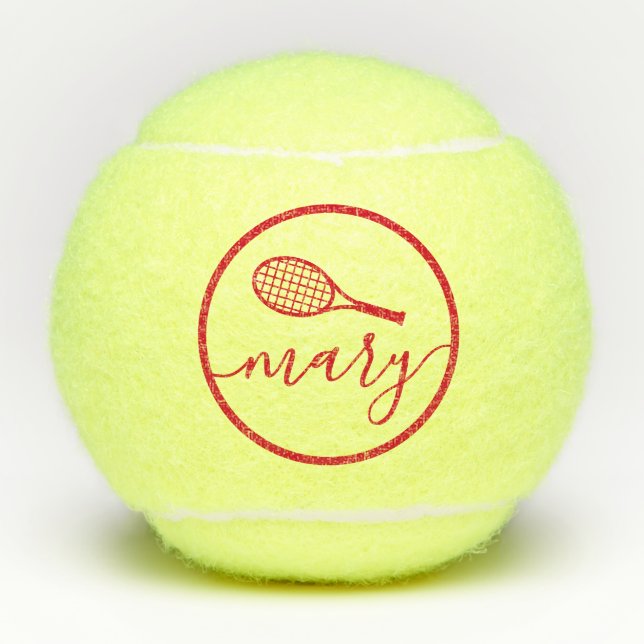 Balles De Tennis Nom de script Plutôt rouge Personnalisé (Devant)