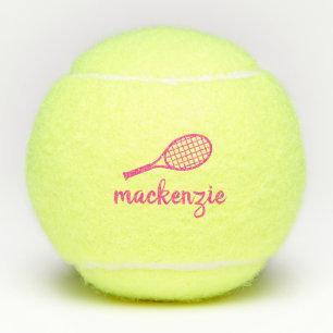 Balles De Tennis Nom de script rose personnalisé Boules de tennis