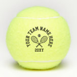 Balles De Tennis Nom d'équipe personnalisé personnalisé<br><div class="desc">Boules de tennis personnalisées imprimées avec le nom de l'équipe ou du tournoi sur mesure dans une lettre de bloc sportive police sportive et simple raquette de tennis monogramme. N'importe quel joueur de tennis apprécierait le look sportif classique sur ces balles de pratique de nom d'équipe personnalisée.</div>