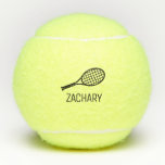 Balles De Tennis Nom du monogramme du thème de tennis<br><div class="desc">Boules de tennis personnalisées imprimées avec nom ou texte personnalisé dans une police simple, classique, moderne et simple monogramme de raquette de tennis. Ils sont parfaits pour un cadeau d'anniversaire de joueur de tennis ou un décor de soirée à thème de tennis ou des faveurs et sont utiles balles de...</div>