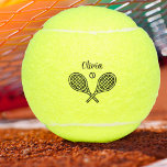 Balles De Tennis Nom du thème de tennis personnalisé<br><div class="desc">Les joueurs de tennis individuels et les équipes doubles adoreront ce thème de tennis conçu. Design moderne logo icône avec deux raquettes et une balle. Ajoutez votre nom pour créer un design customisé. Personnalisé avec nom. Élégant.</div>