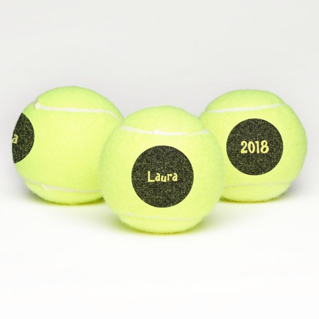Balles De Tennis Nom et date faits sur commande sur le point noir (Multiple)