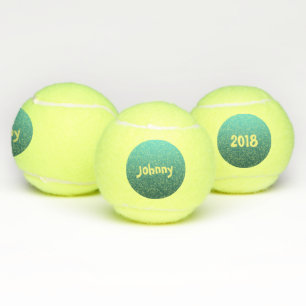 Balles De Tennis Nom et date faits sur commande sur le point vert