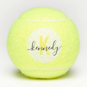 Balles De Tennis Nom Monogramme Élégant Script Moderne Personnalisé