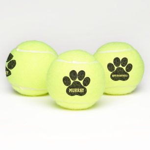 Balles De Tennis Nom noir d'empreinte de patte d'animal familier et