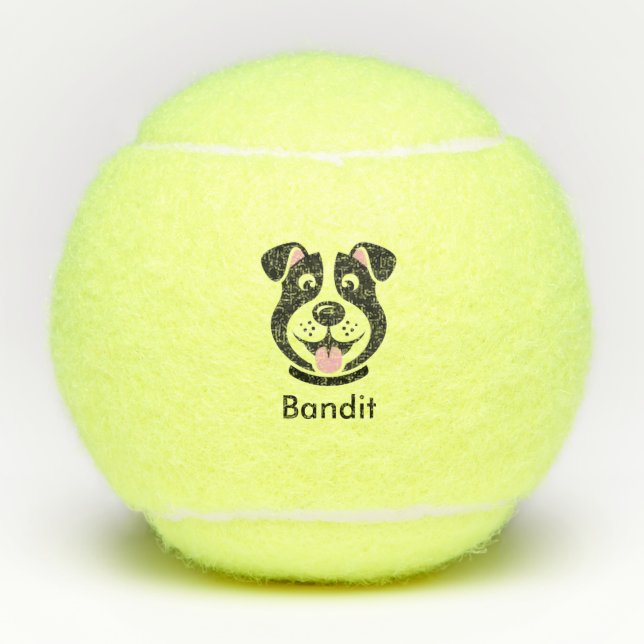 Balles De Tennis Nom personnalisé Cute Black Dog Tennis Balls (Devant)