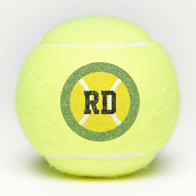Balles De Tennis Nom personnalisé lettre monogramme initiale jaune (Devant)