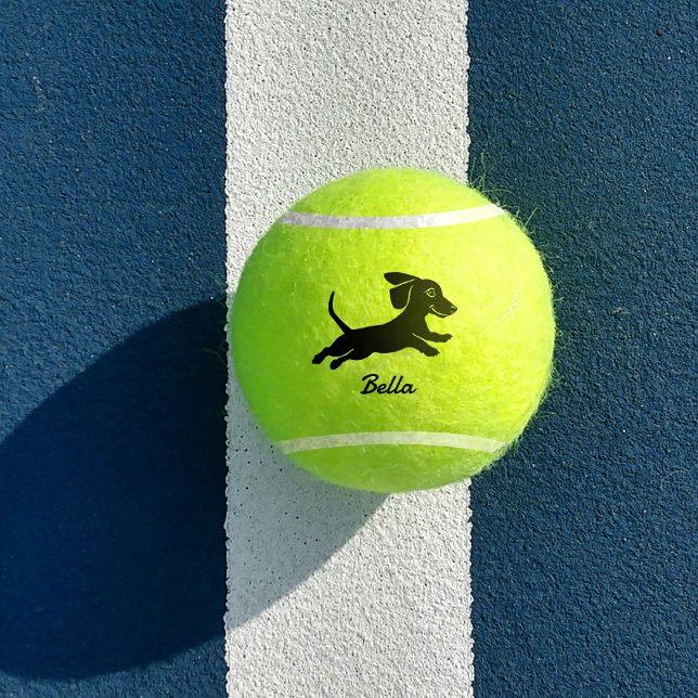 Balles De Tennis Nom personnalisé mignon Dachshund Wiener Dog Toy (Créateur téléchargé)