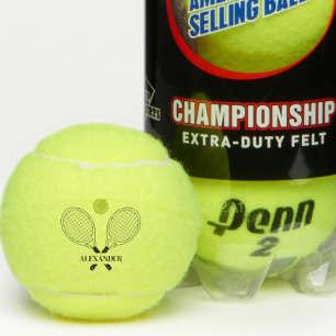 Balles De Tennis Nom personnalisé minimaliste avec design de raquet