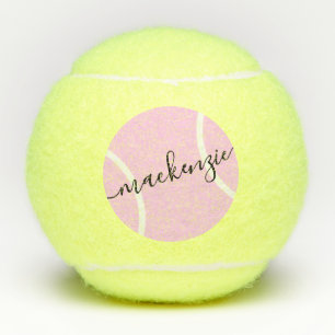 Balles De Tennis Nom personnalisé Pink Girly Design