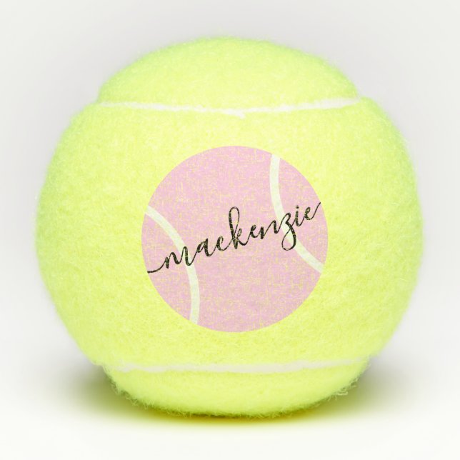 Balles De Tennis Nom personnalisé Pink Girly Design (Devant)