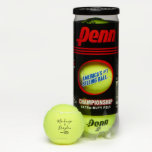 Balles De Tennis Noms personnalisés sur personnalisation<br><div class="desc">Boules de tennis personnalisées imprimées avec des noms personnalisés ou tout texte unique dans une police de script moderne et simple monogramme de raquette de tennis. N'importe quelle équipe de tennis en couple ou en double apprécierait ces balles monogrammées modernes.</div>