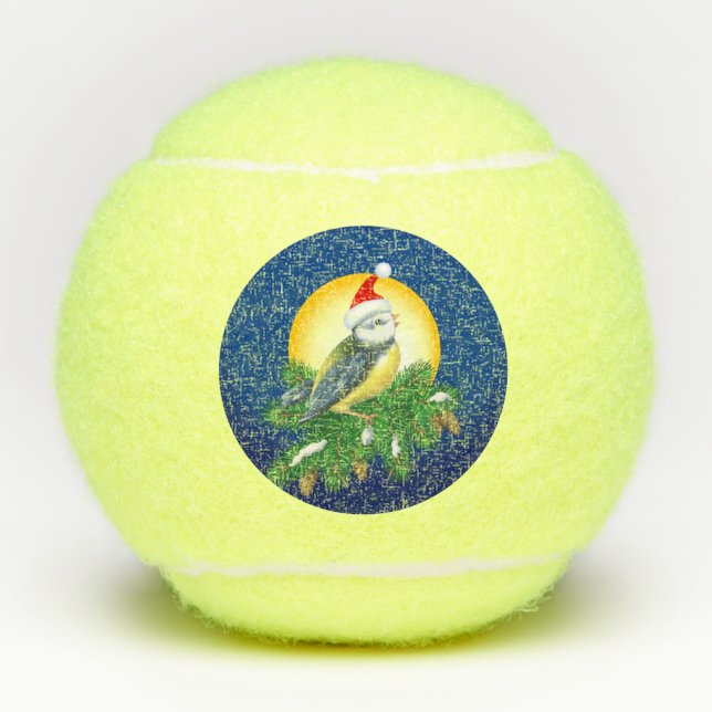 Balles De Tennis Oiseau à Santa Hat (Devant)