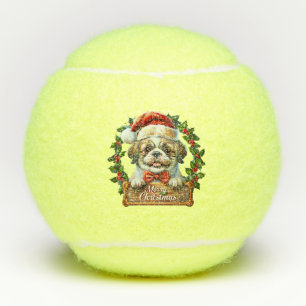 Balles De Tennis Ornement de Noël du chien mignon - Joyeux Noël