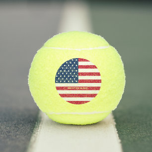 Balles De Tennis Patriotique USA Américain Drapeau Monogramme Pers