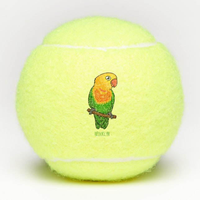 Balles De Tennis Perroquet de caricature mignon lovebird (Devant)
