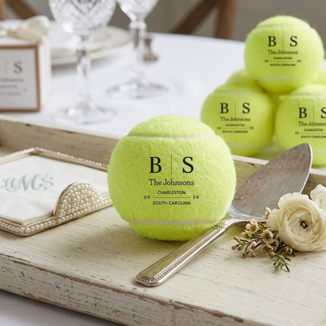 Balles De Tennis Personalized Monogram Wedding  (Personalized Monogram Wedding Tennis Balls)