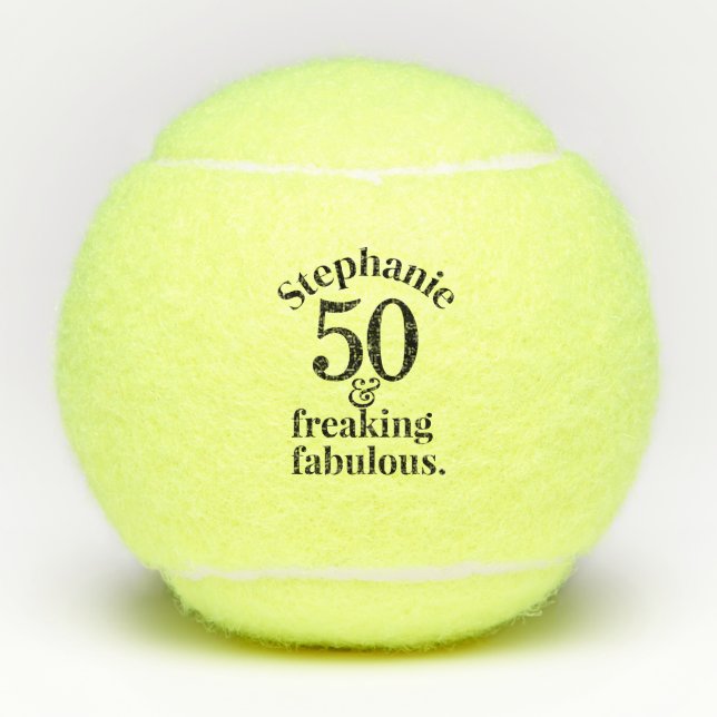 Balles De Tennis Personnalisé 50 & Fabuleux anniversaire (Devant)