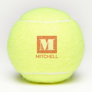 Balles De Tennis Personnalisé Bold Initial Clay Court Nom du monogr