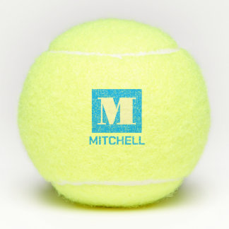 Balles De Tennis Personnalisé Élégant Gras Nom initial Bleu clair
