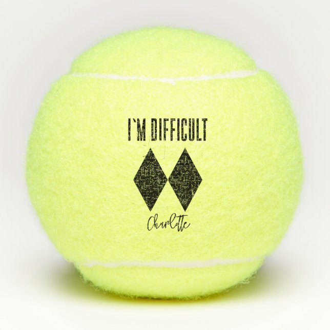 Balles De Tennis Personnalisé Je suis difficile Double Diamants Noi (Devant)