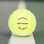 Balles De Tennis Personnalisé Joueur Team Coach Club Nom<br><div class="desc">Créez votre propre personnalisation, personnalisation, élégante typographie / script, texte / nom, 3 x ballons de tennis de taille réglementaire. Entrez simplement le nom du joueur / équipe / club / école / collège / événement / tournoi / votre texte / salutations / date, pour customiser. Fait un grand cadeau...</div>
