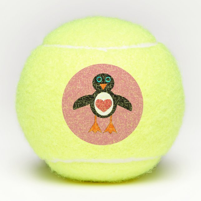 Balles De Tennis Pingouin Coeur mignon (Devant)