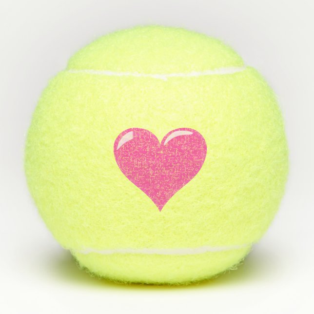 Balles De Tennis Pink Heart Tennis Balls Love Cadeau (Devant)