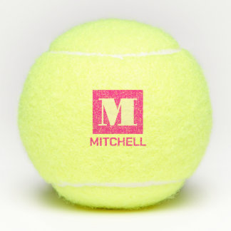 Balles De Tennis Pink Personnalisé Bold Nom initial du monogramme