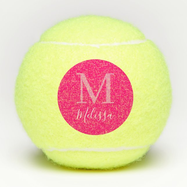 Balles De Tennis Pink Sassy Élégant Monogramme moderne (Devant)