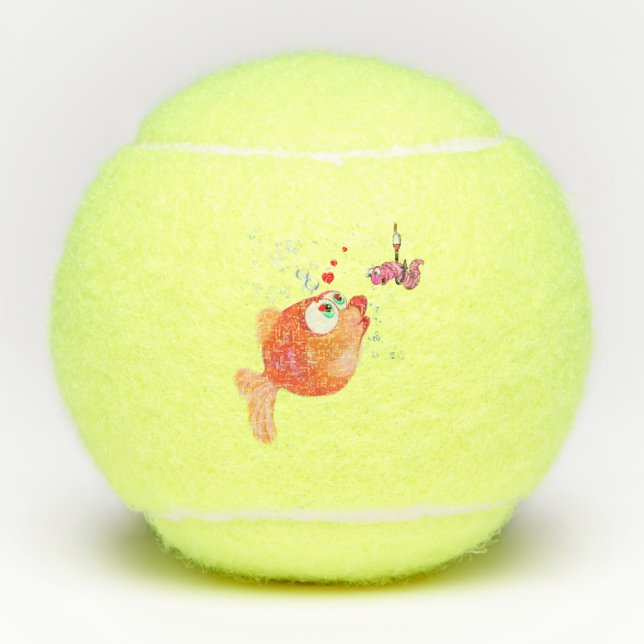 Balles De Tennis Poisson amusant et Worm Love Cartoon Tennis Balls (Devant)