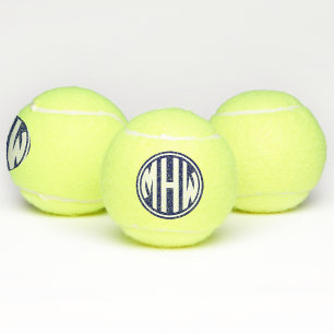 Balles De Tennis Police de monogramme en cercle bleu marine blanc D