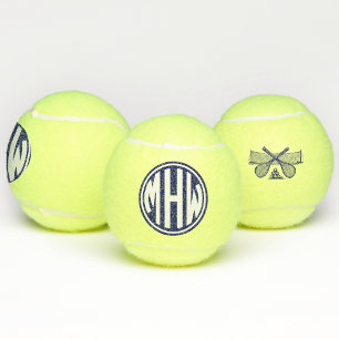 Balles De Tennis Police de monogramme en cercle bleu marine blanc D