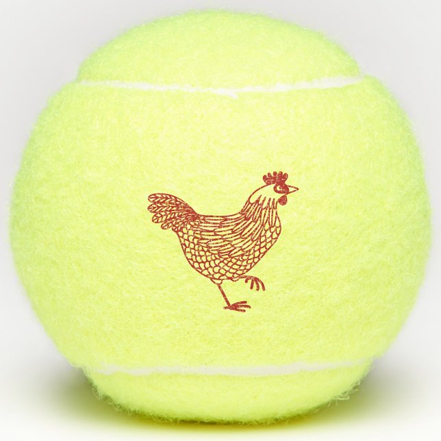 Balles De Tennis Poulet de Hen (Chicken hen poultry themed tennis balls)