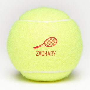 Balles De Tennis Raquette de tennis Monogramme Nom Rouge Personnali