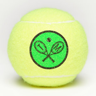 Balles De Tennis Raquettes croisées initiales monogrammes vertes