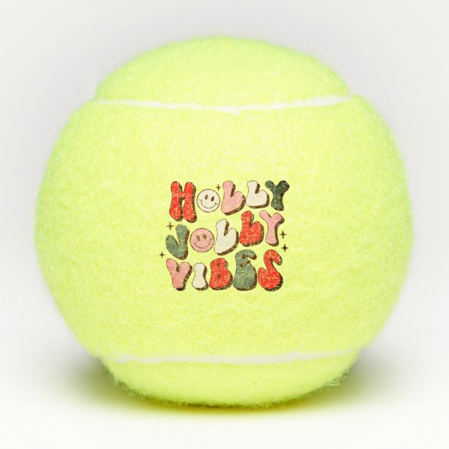 Balles De Tennis Retro Noël Holly Jolly Vibes Vacances tendance (Devant)